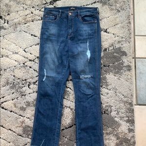 High Rise Cropped Blue Jeans